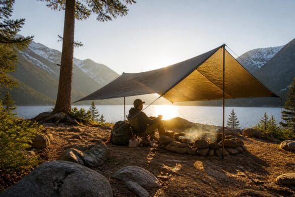 camping tarp shelter structure context